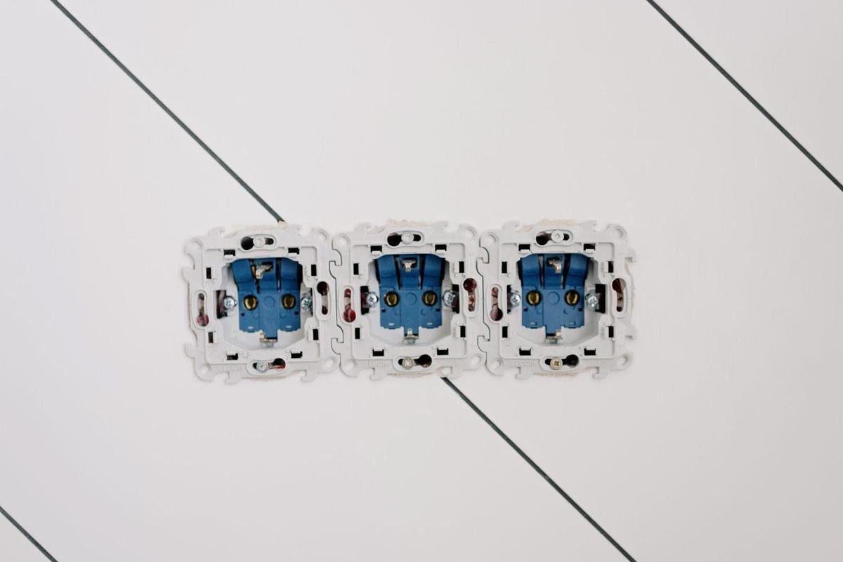 Row of new sockets ready for faceplates