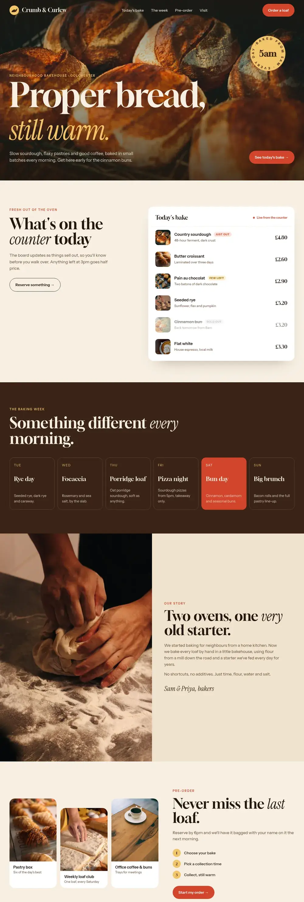 Example bakery website design on a laptop
